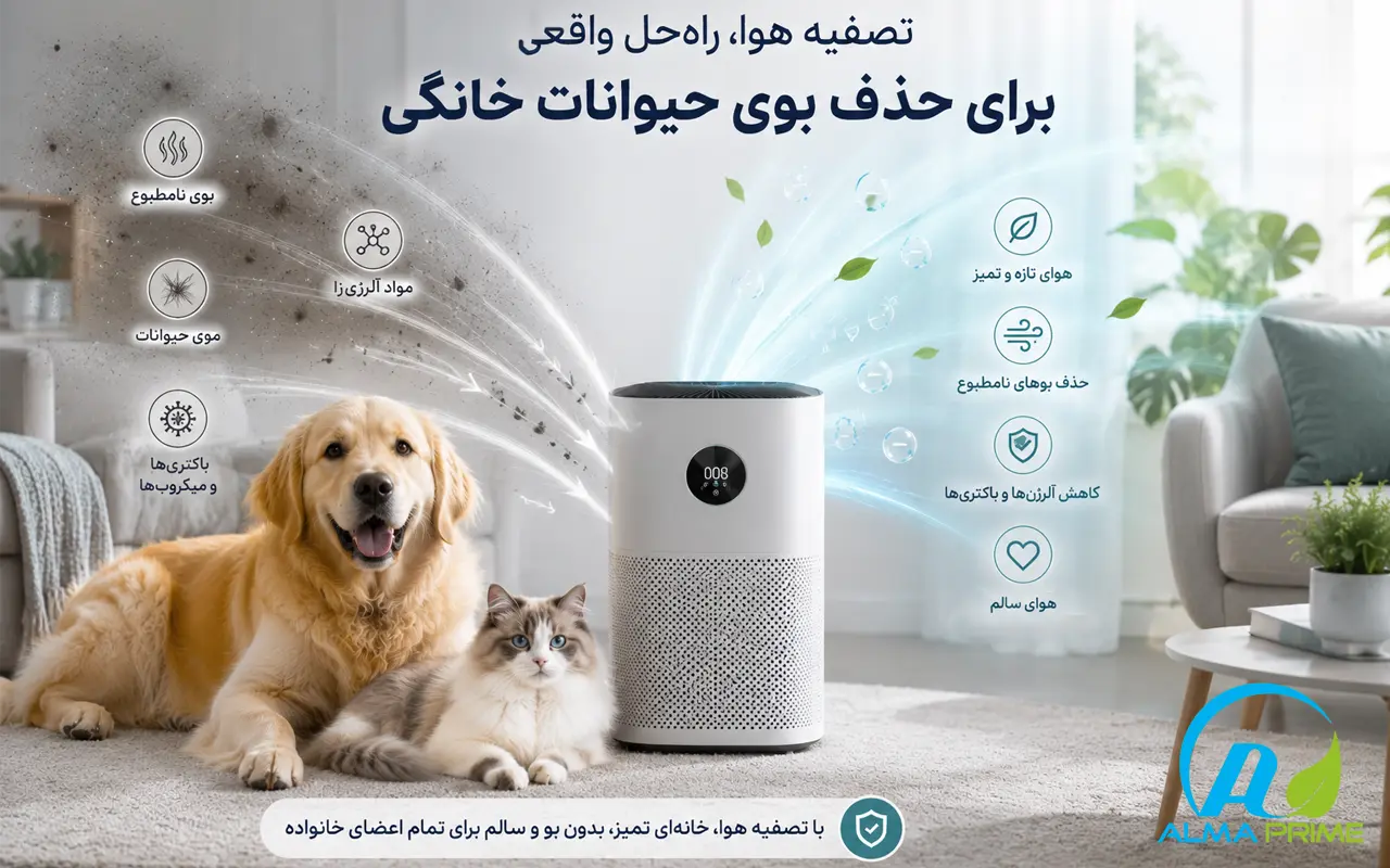 صفحه اصلی 85 چگونه بوی حیوانات خانگی را از خانه حذف کنیم؟ نقش دستگاه تصفیه هوا - آلماپرایم