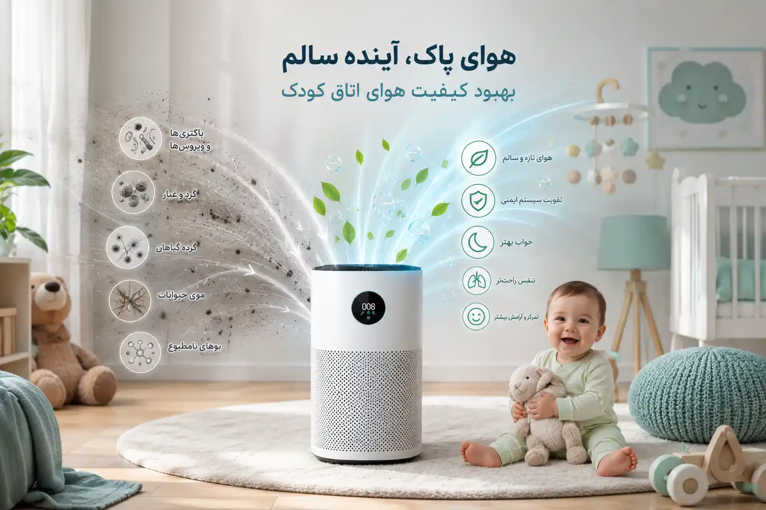 صفحه اصلی 85 چگونه کیفیت هوای اتاق کودک را بهبود دهیم؟ - آلماپرایم